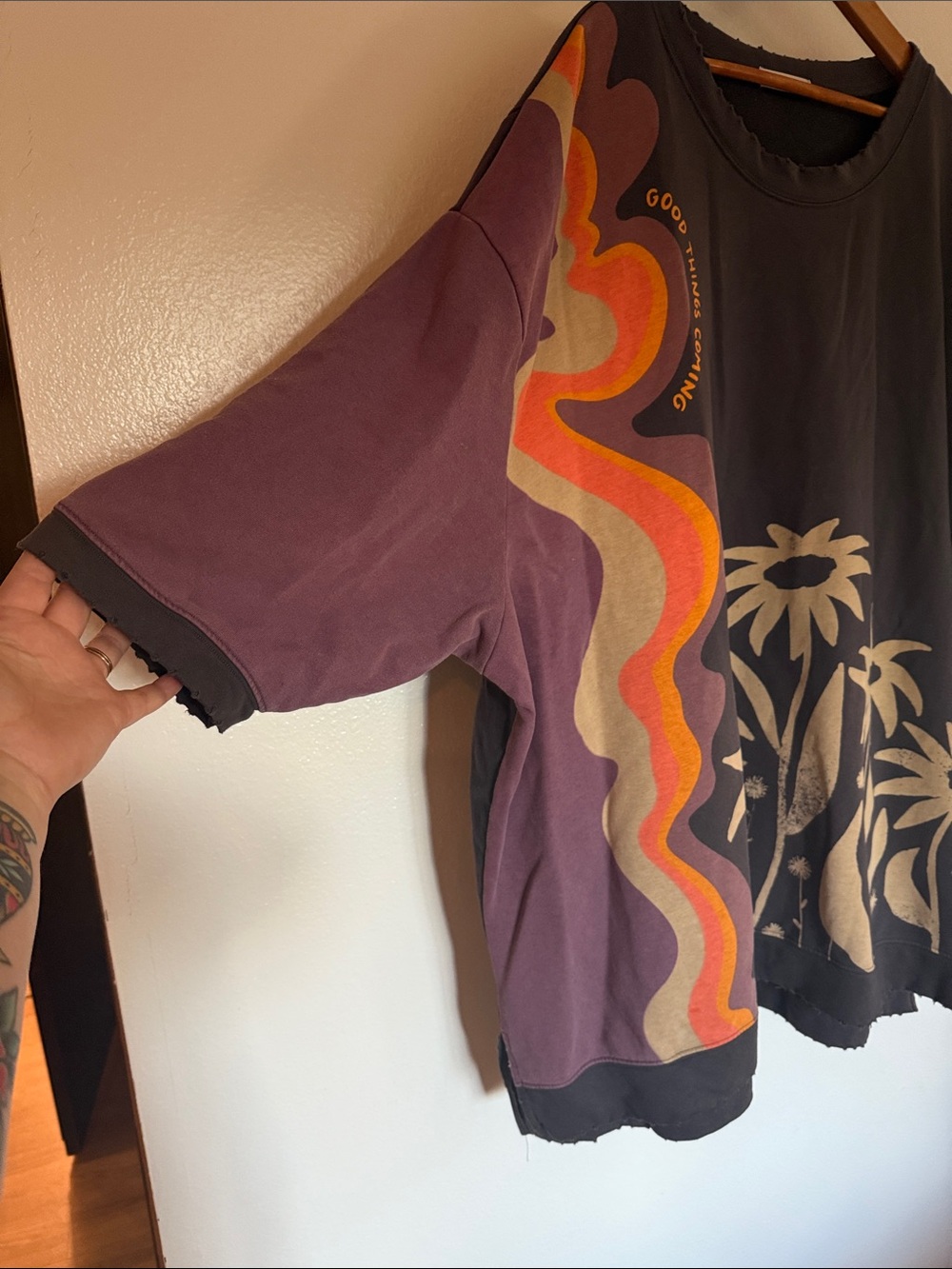 NATURAL LIFE Plum Top with flowers - Picture 2 of 4